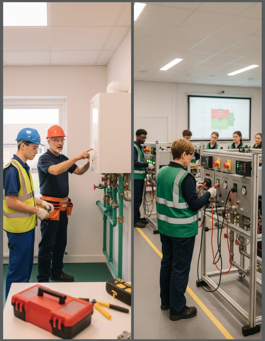 Gas engineer apprentice and course student training comparison